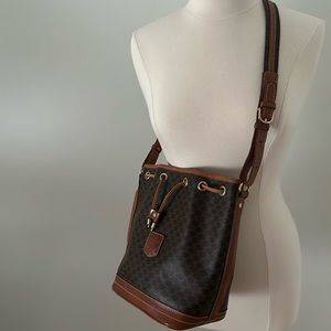 CELINE Macadam Drawstring Shoulder Bag